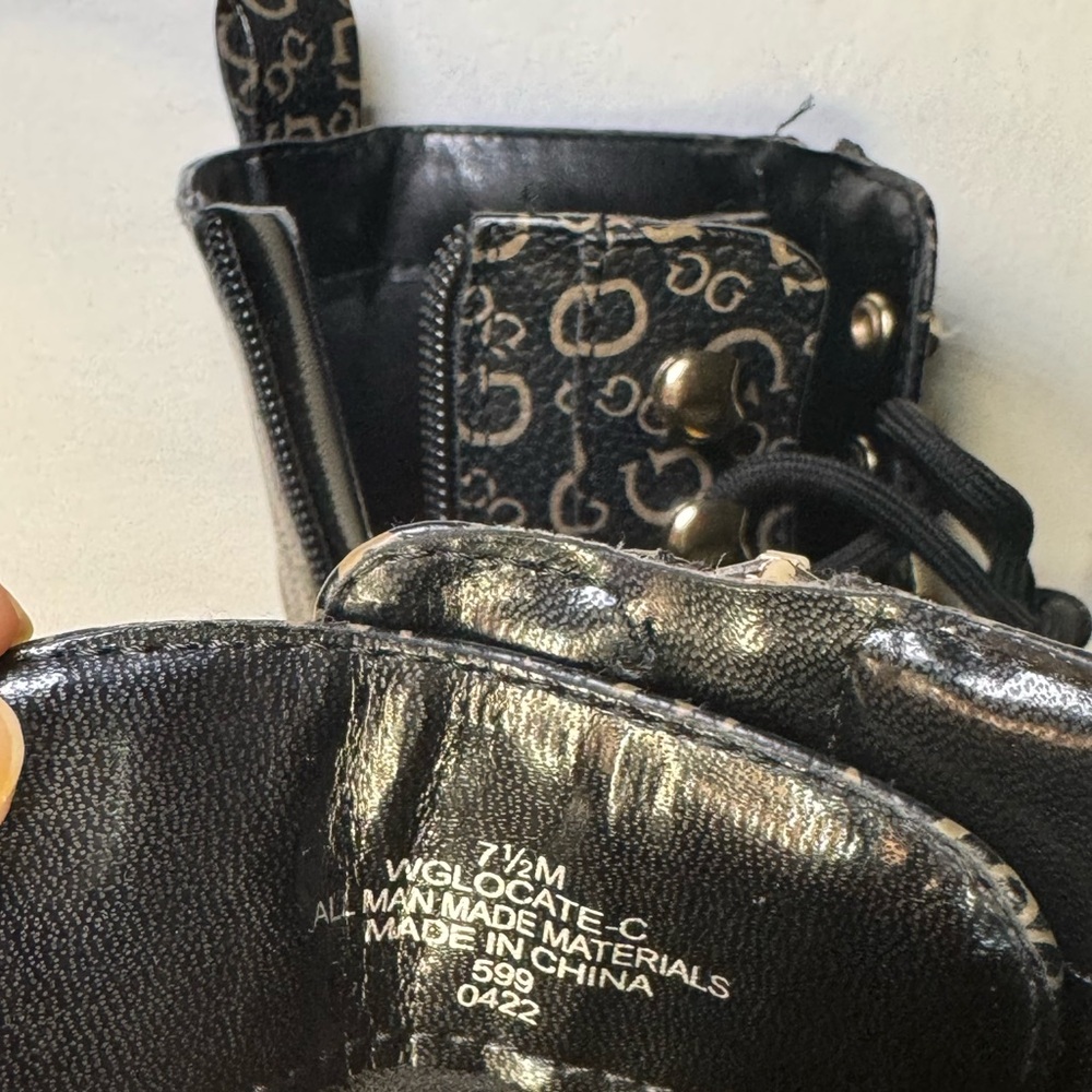GUESS Combat Boots | Leather | Black and Gold 7.5 - Picture 7 of 7